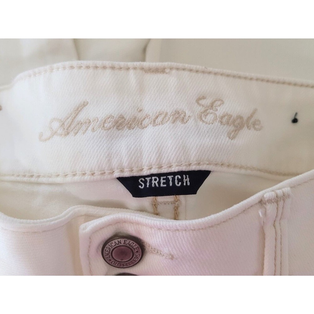 American Eagle Stretch Artist Straight Leg Jeans Womens Size 0 White Flap Pocket - Picture 7 of 9